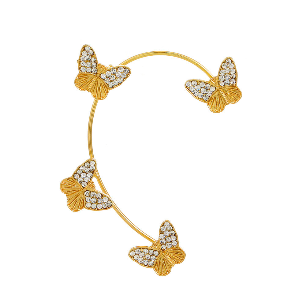 Venta al por mayor Pendientes de aleación de manguito de oreja de mariposa de diamante